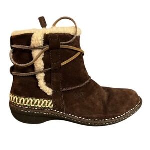 UGG Australia Brown Suede Sheepskin Lined Boots Women's 11